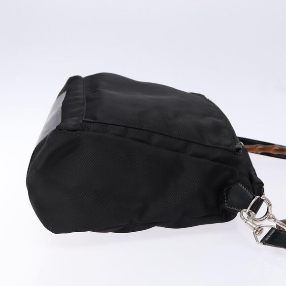 GUCCI Bamboo Hand Bag Nylon Black Silver 000 2404 000 2404 - Picture 4 of 13